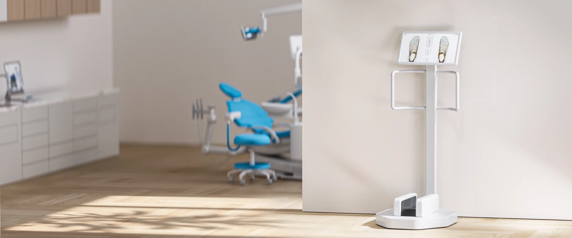 FS B003C smart foot scanner with a display in a clinical setting