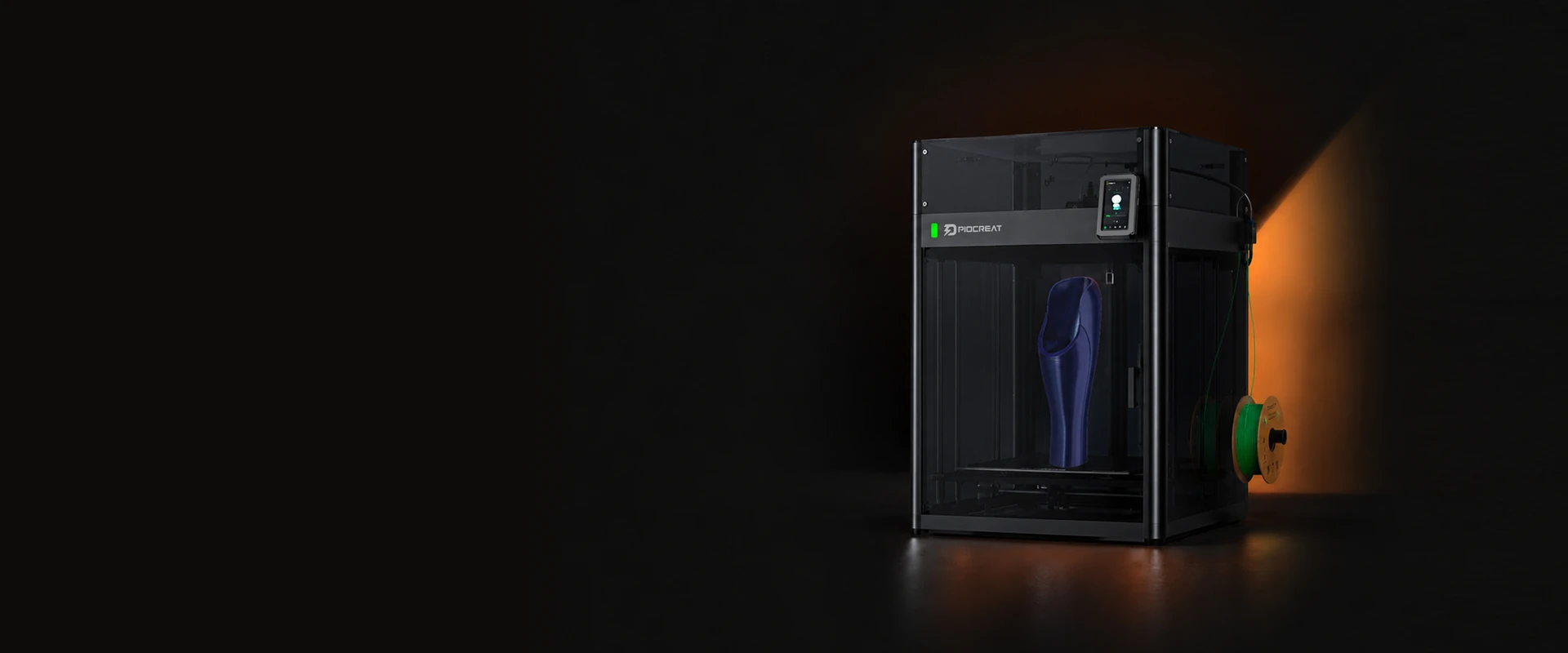 PioCreat MP01 enclosed 3D printer with a printed prosthetic component