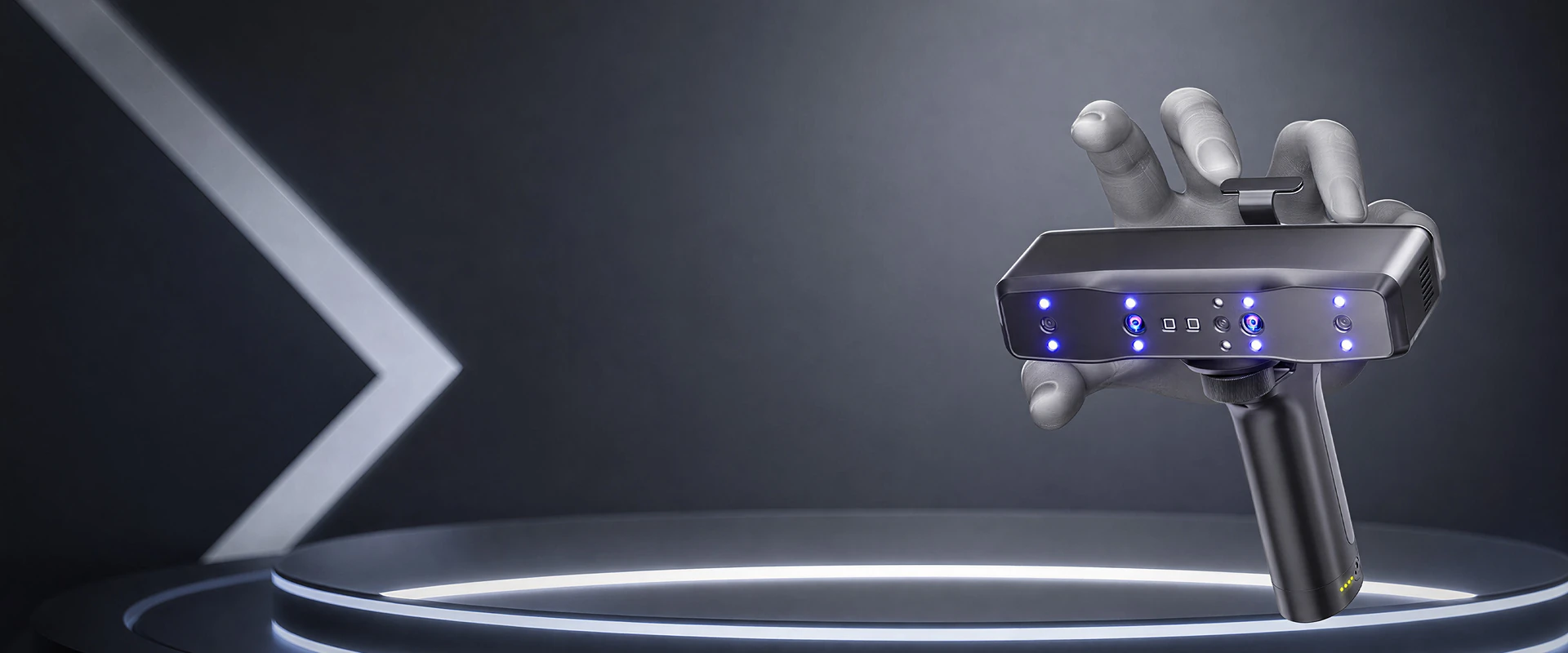 Otter Lite handheld 3D scanner with illuminated sensors
