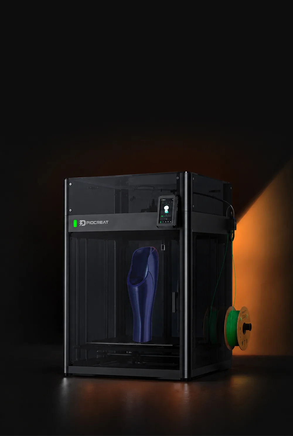 PioCreat MP01 enclosed 3D printer with a printed prosthetic component