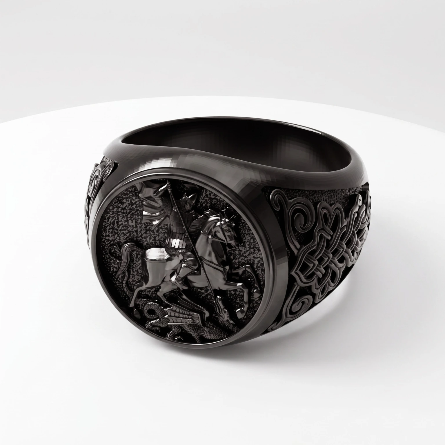 Black engraved signet ring pattern printed with High Wax Resin