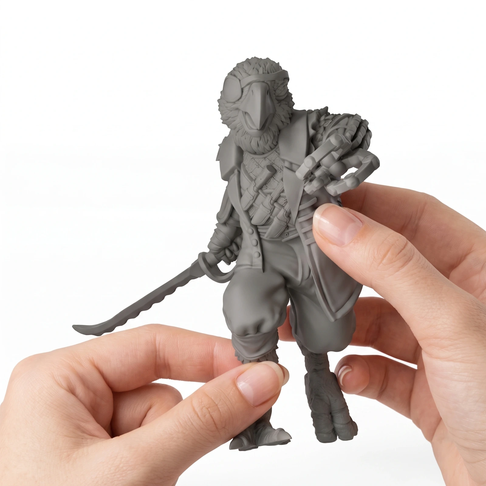 Hand holding a character model printed with Standard Resin