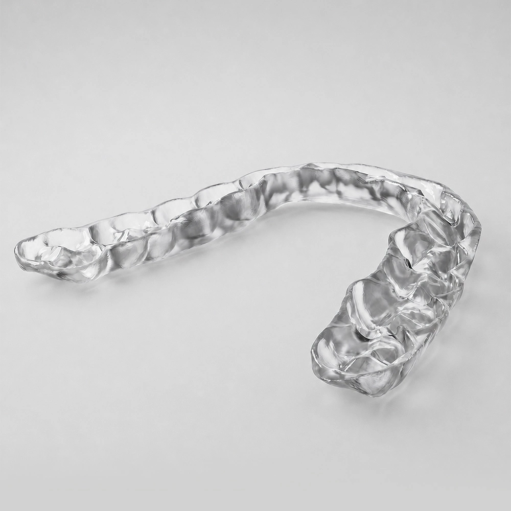 Finished transparent dental aligner made with Clear Aligner Resin