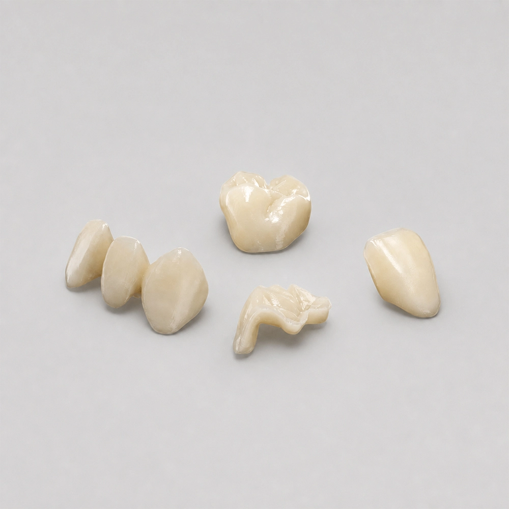 Individual crowns and restoration samples printed with Crown & Bridge Resin
