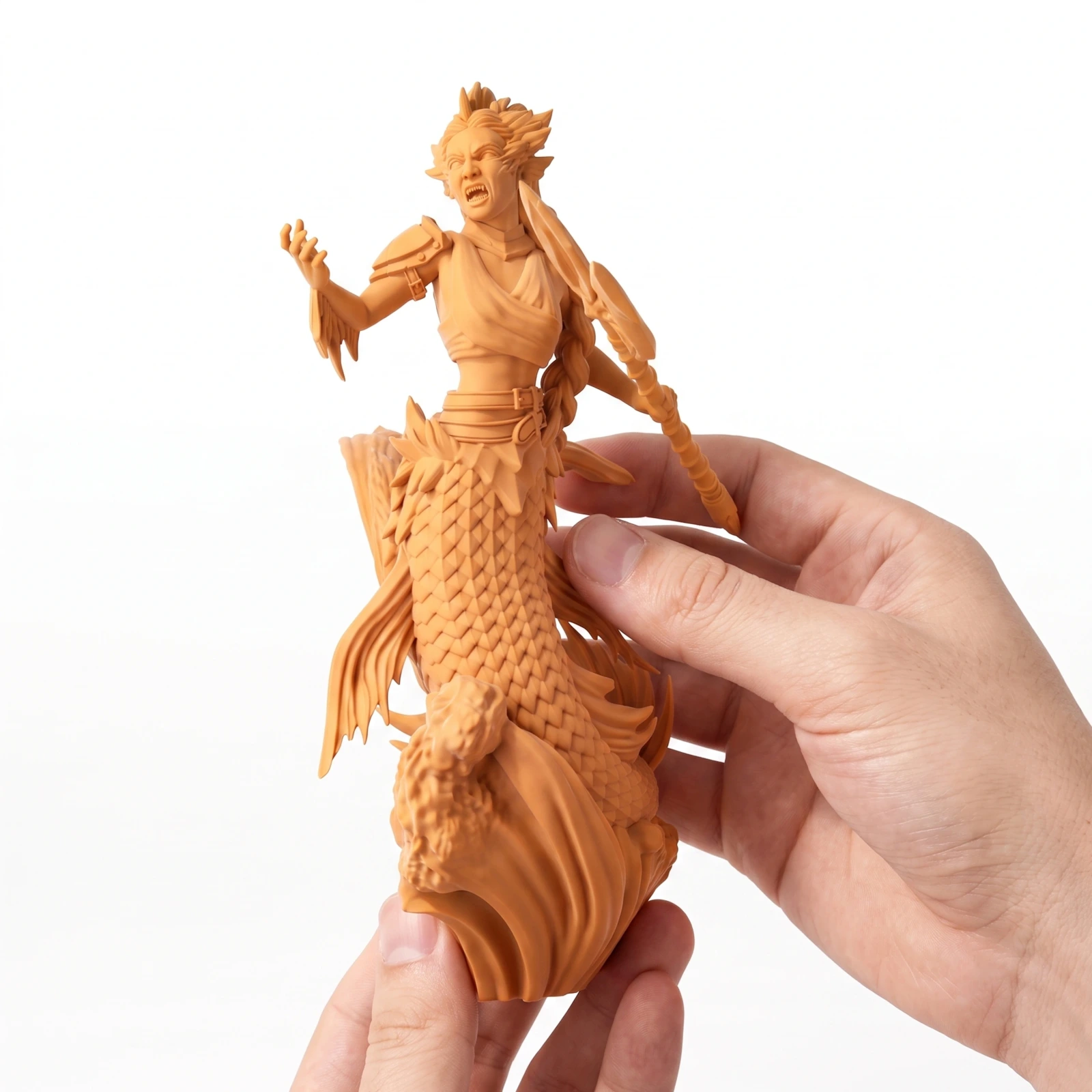 Hand holding a detailed model printed with 16K Standard Resin