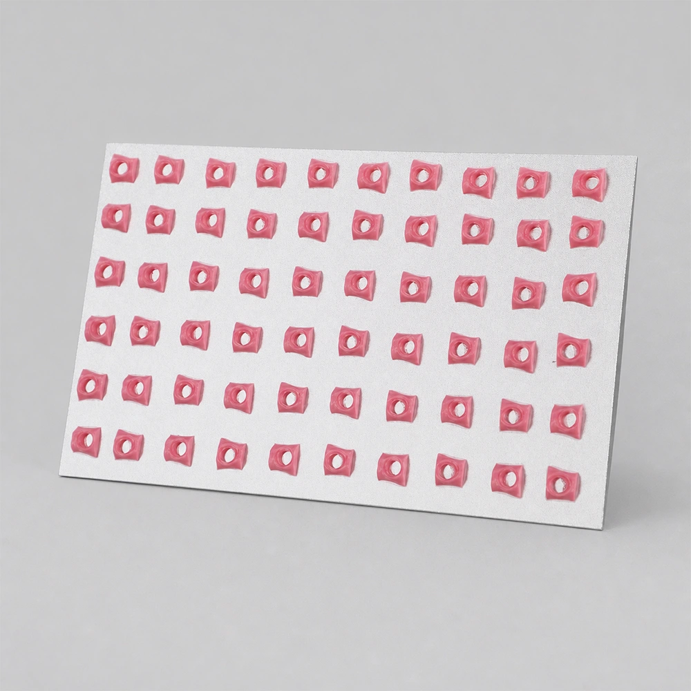 Batch of gingiva inserts on a resin printing platform