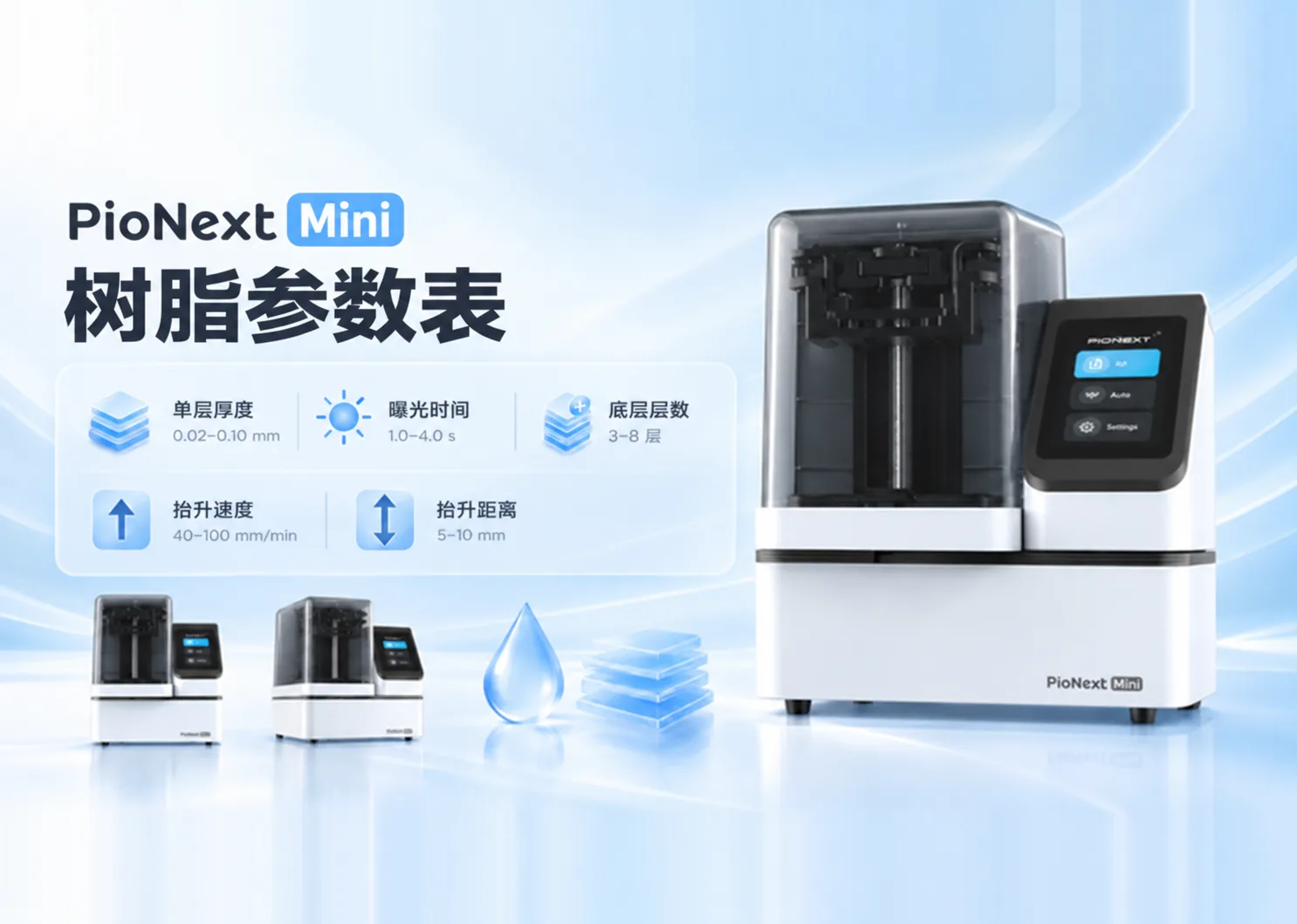PioNext Mini 推荐树脂打印参数