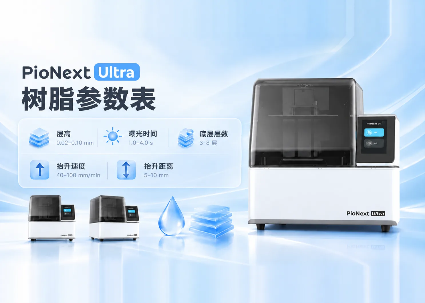PioNext Ultra的树脂打印参数推荐