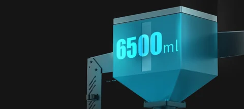 G5Ultra pellet hopper illustrated with a 6500 ml capacity