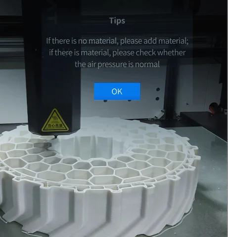 G12 touchscreen material run-out warning during printing