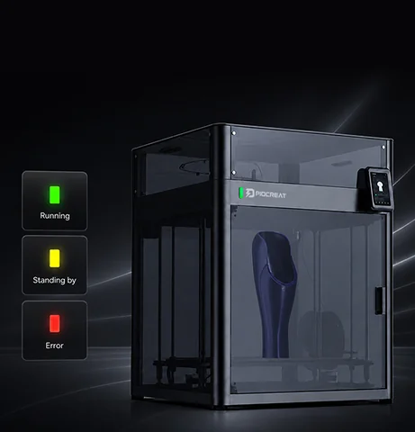 MP01 status light illustration for running, standby and error states