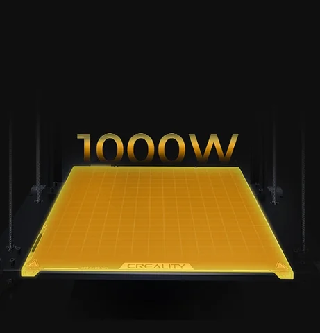 MP01 heated build platform graphic labeled 1000 watts