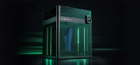 PioCreat MP01 enclosed 3D printer with a printed prosthetic component