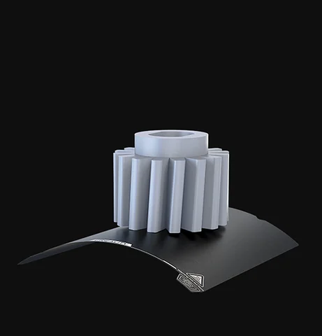 Printed gear on a flexible removable build plate