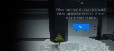G12 touchscreen material run-out warning during printing