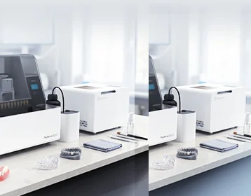 PioNext Ultra and post-processing equipment on a dental laboratory worktop