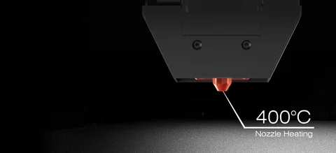 MS01 extrusion nozzle labeled for heating up to 400 degrees Celsius