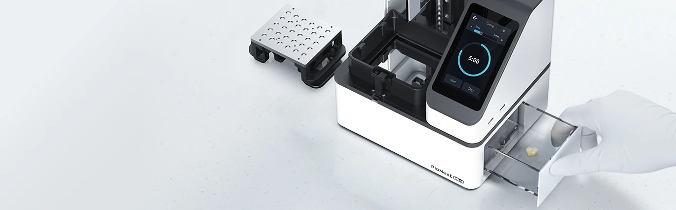 PioNext Mini printing platform and integrated curing drawer