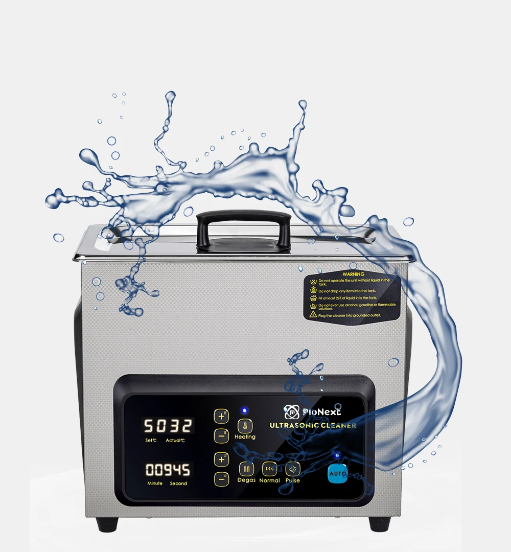 PioNext CD-X3 ultrasonic cleaner with a stainless steel housing and digital controls