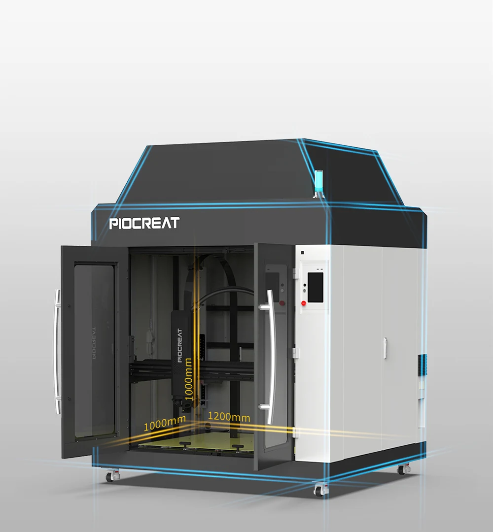 PioCreat G12 with open doors showing its large build chamber