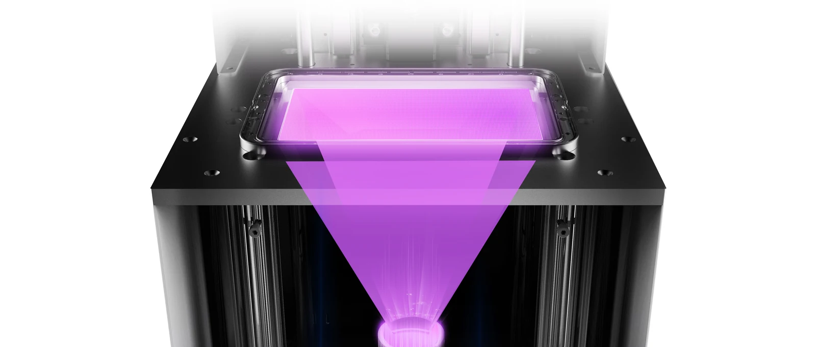 Illustration of the D160 optical system projecting light onto the resin vat