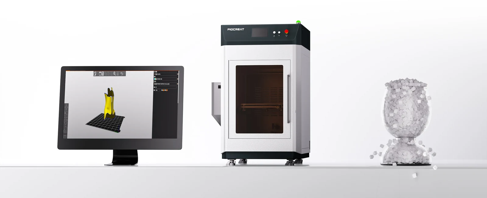 PioCreat scoliosis brace printing system with slicing software, MS01 SE and pellet material